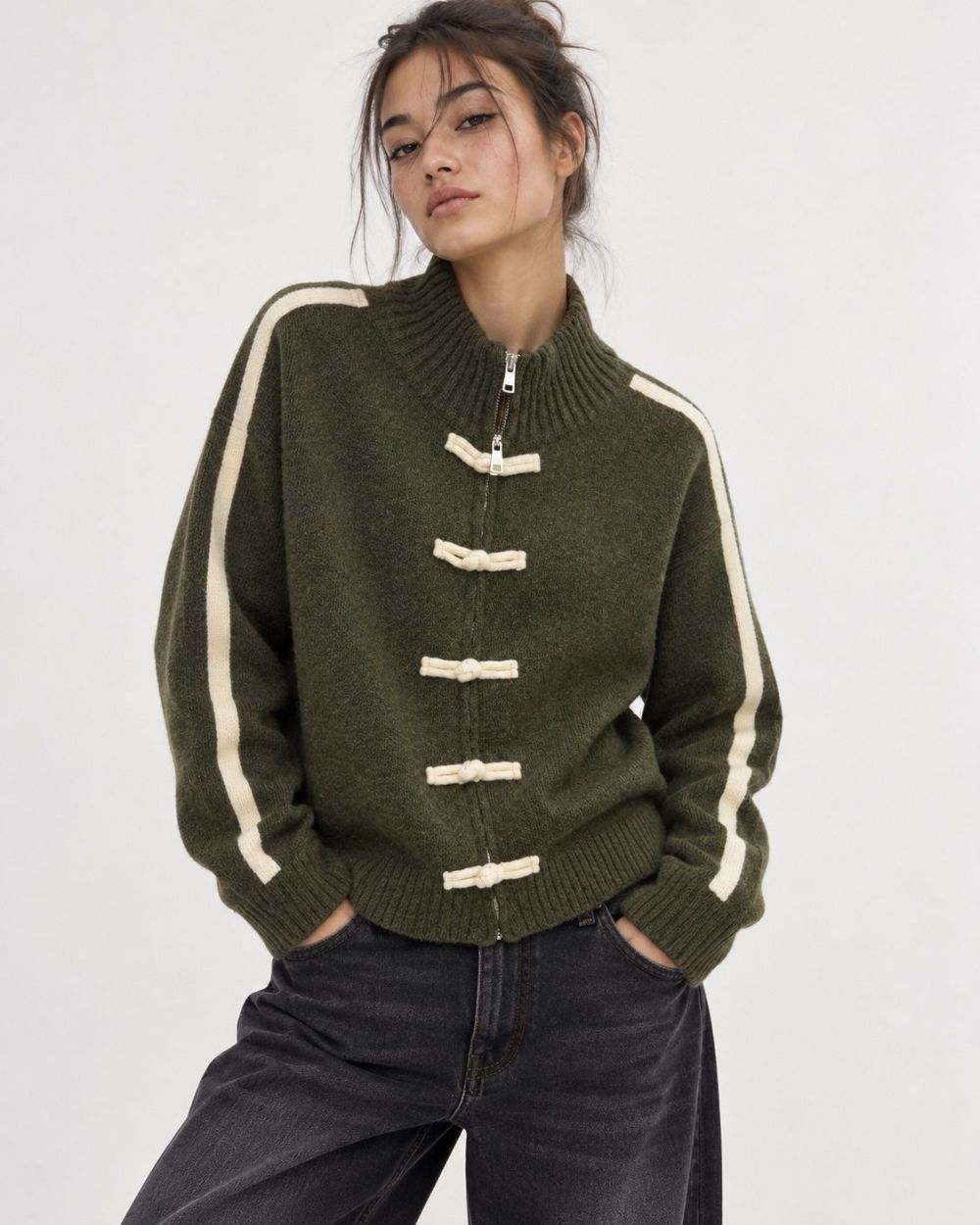 Strickjacke Oliv