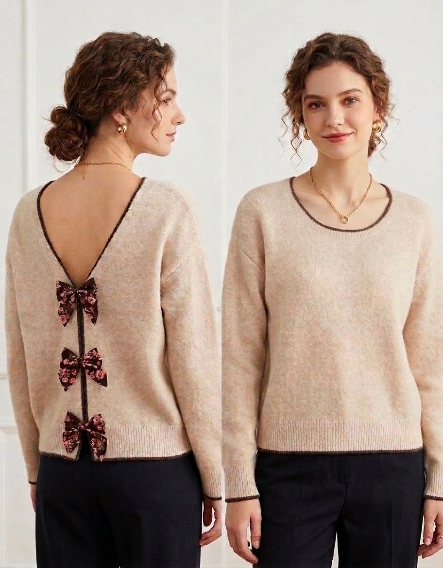 Strickpullover mit Schleifen am Rücken